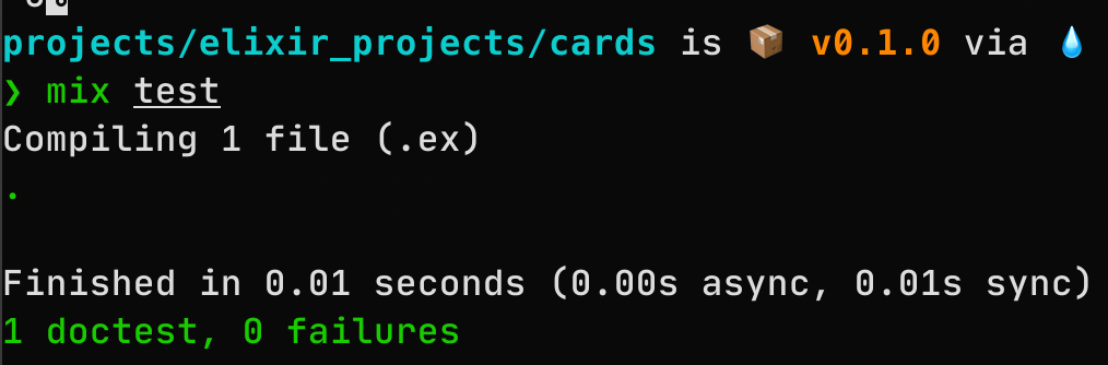 Terminal showing the tests were successful