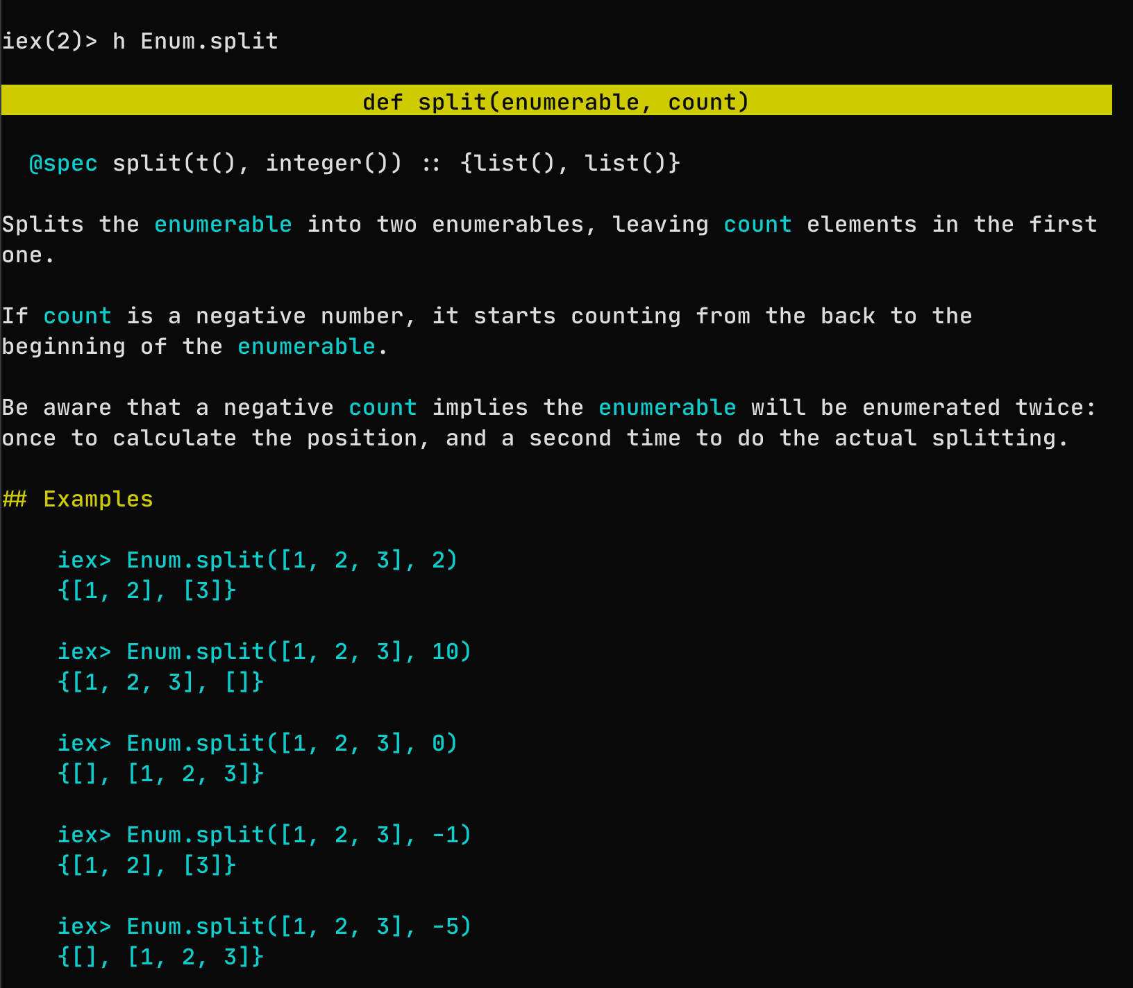 Elixir's Enum documentation